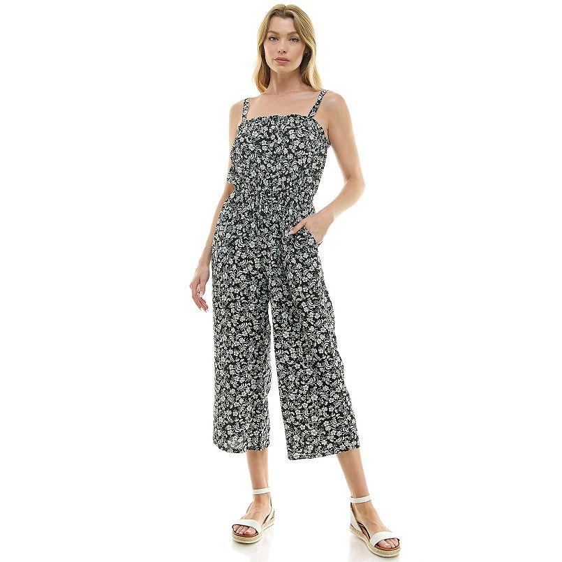 Juniors' As U Wish Squareneck Cropped Jumpsuit