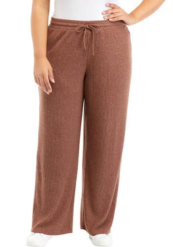 Plus Size Wide Leg Textured Hacci Pants